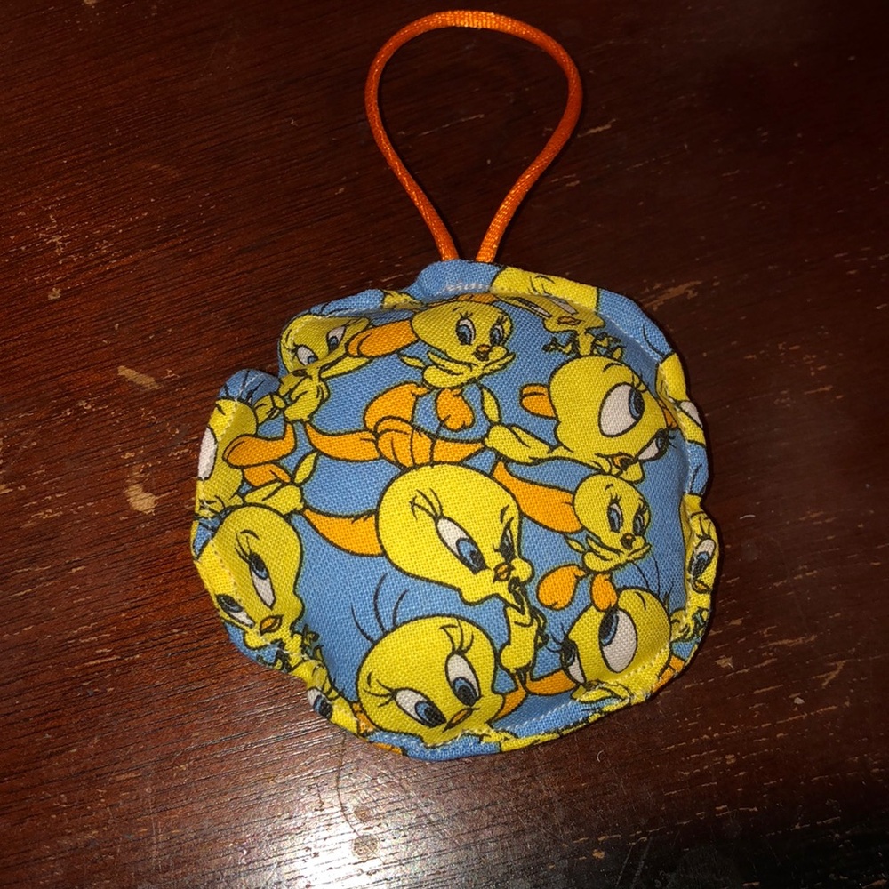 NWT 100% Cotton Tweety Bird Luxe Plush Ornament in Blue, Orange, and Yellow 3x3”